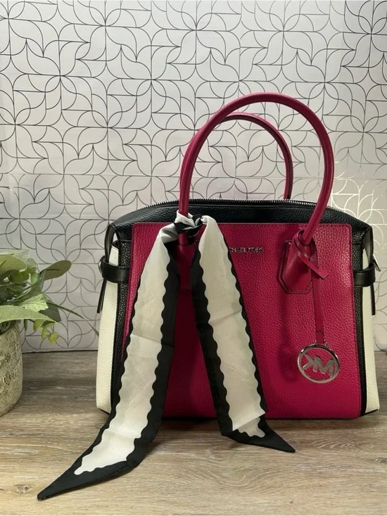 Michael Kors Mercer Medium Color-Block Belted Satchel! Preowned!