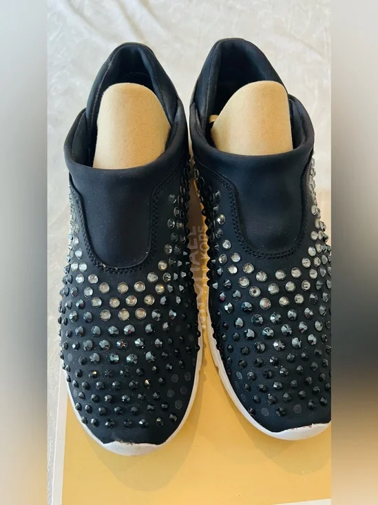 Michael Kors Black Crystal-Embellished Slip-On woman’s Sneakers size 8.5