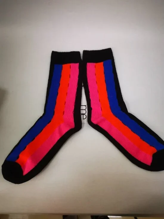 ISSEY MIYAKE ME Stylish Rainbow Socks, Mid-calf Dopamine Colorful Socks for Wome