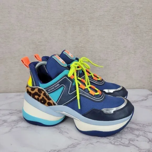 Michael Kors Women’s Olympia Lux Trainer Sneakers Multi Colored Sapphire
