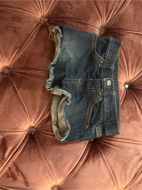 Kids Dark Blue Denim Cutoff Shorts
