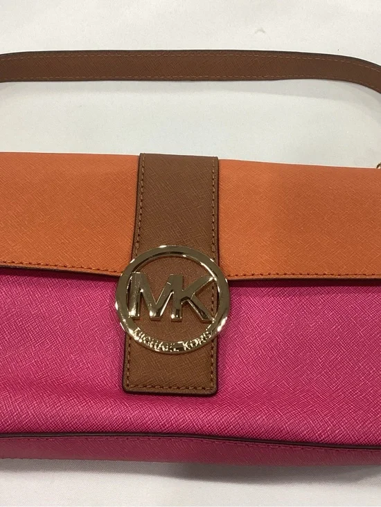 Michael Kors Colorblock Pink, Orange & Tan Saffiano Crossbody