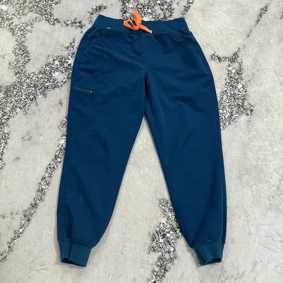 FIGS Catarina Jogger Scrub Pants Caribbean Blue Stretch Womens Size M Petite
