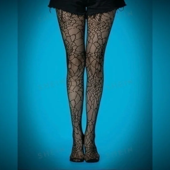 Spider Web Pattern Mesh Tights