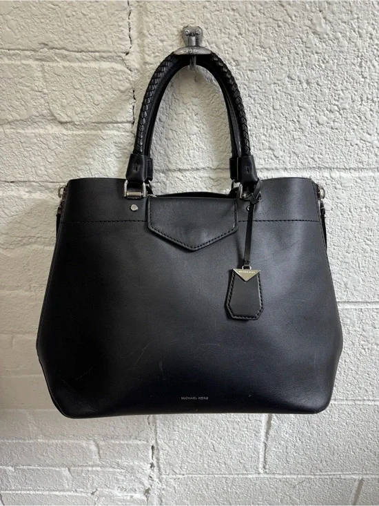 Michael Kors Blakely Black Leather Braided-Handle Tote
