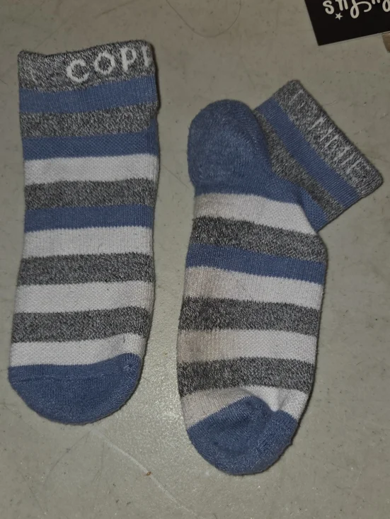 Women’s Striped Ankle Socks - Blue, White & Gray