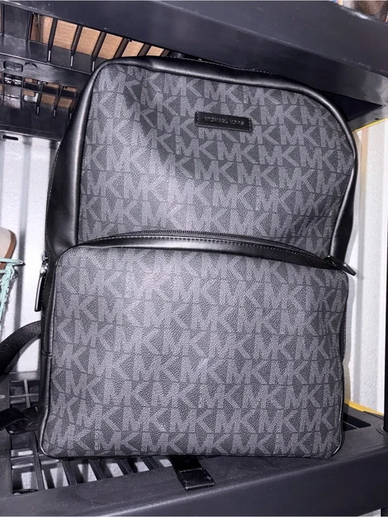 Michael Kors Gray/Black MK Logo Backpack