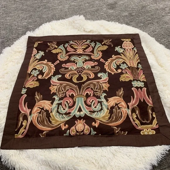 3 Euro Shams EUC Brown‎ Floral Machine Washable 26x26