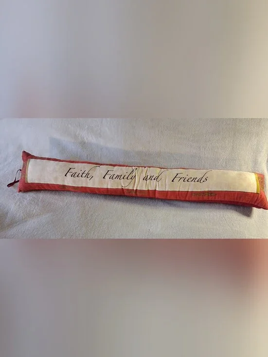 Faith Family and Friends Long Decorative Draft Stopper  - Red and Cream Pillow
