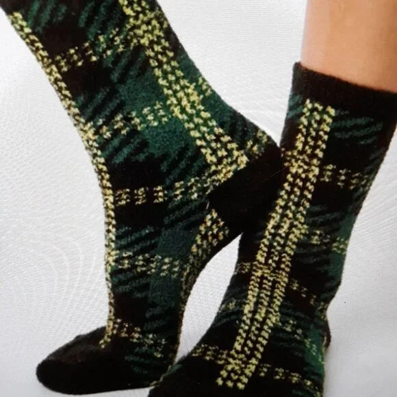 Free People Hilarie Plaid Crew Socks NEW with tags