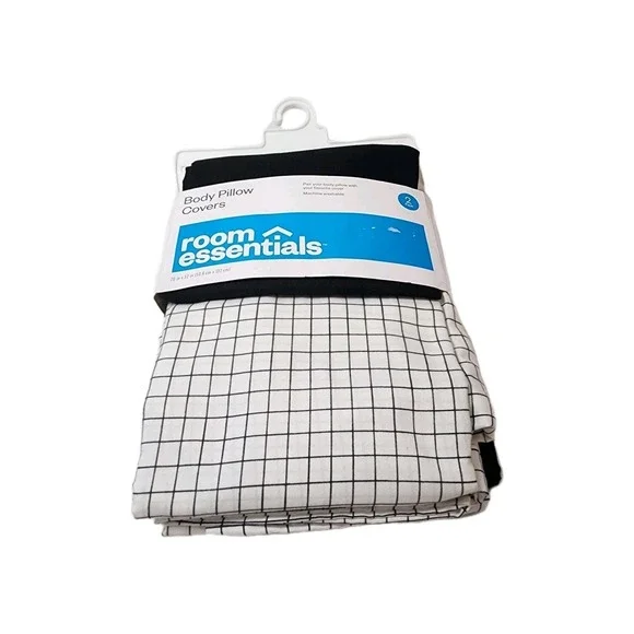 Body Pillow Covers 2 Pack Black And White Square 20x52 In Brand New Room...