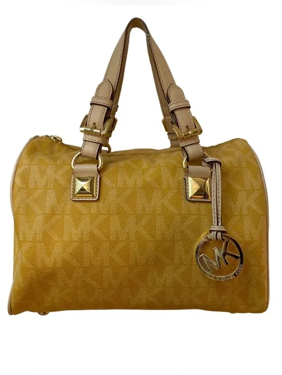 Michael Kors Grayson Medium Satchel Duffle Yellow Gold Leather Top Handle