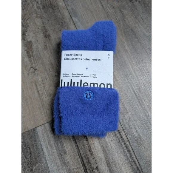 Lululemon Fuzzy Socks Small Crew Length RVSD Riverside Blue Unisex New LU9CL2S