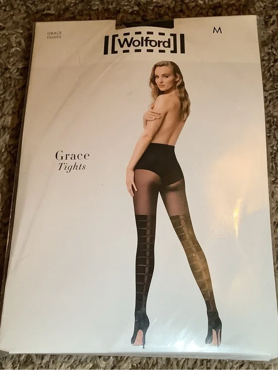 Wolford Grace tights, lacing/corset overknee design, color gobi/black, size: M