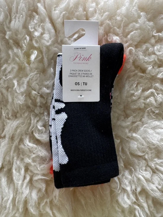 New V.S. PINK 2 Pack Crew Cut Halloween Socks OS