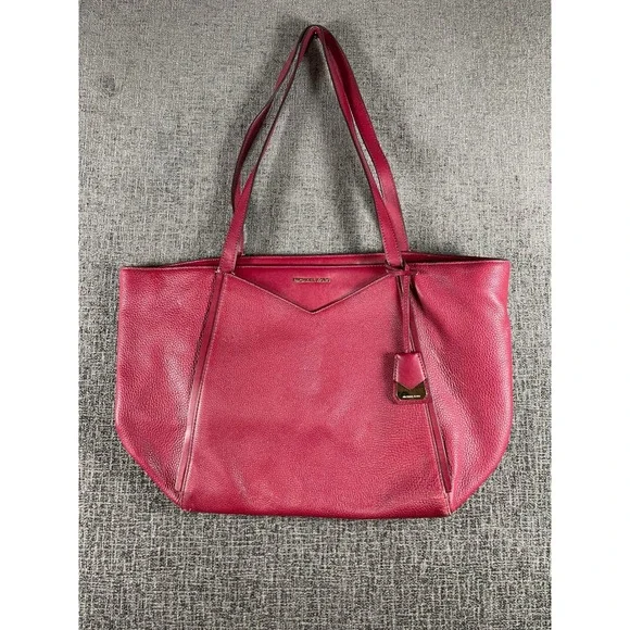Michael Kors Berry Pink Pebbled Leather Tote Bag Gold Hardware Shoulder Bag