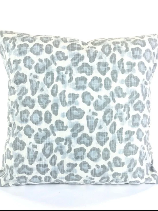 Chic Gray Blue White Leopard Print Decorative Pillow 24x24 Euro Sham