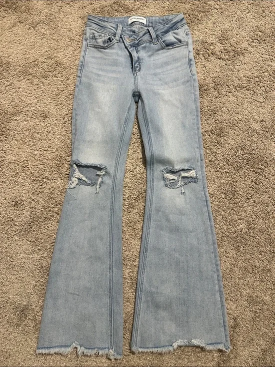 Flying Monkey Light Wash Distressed Flare Jeans