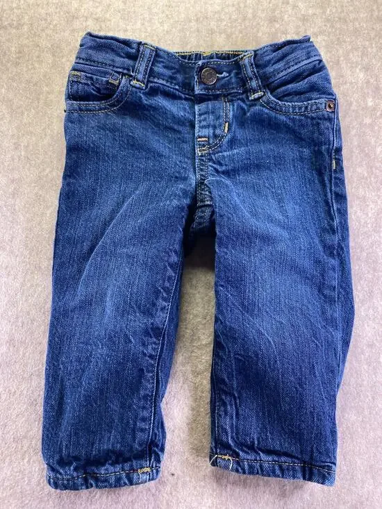 Gap Denim Plaid Lined Blue Jeans Size 6-12 Months