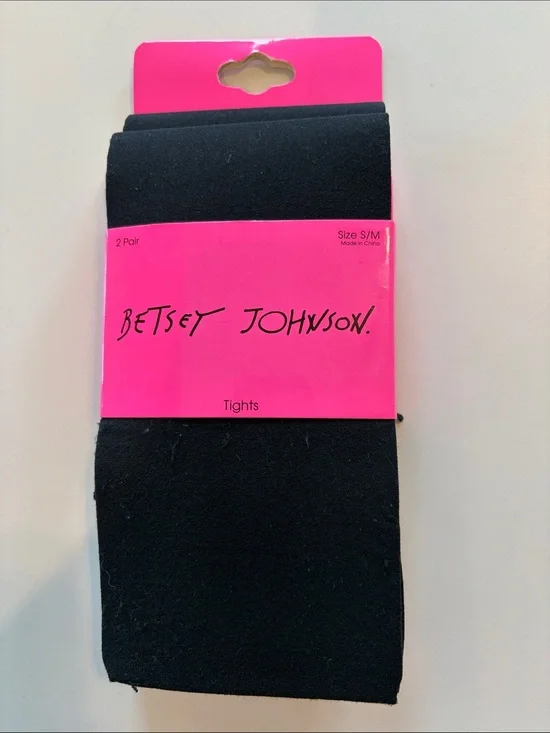 Betsy Johnson 2 Pair Black Tights Size Small New!