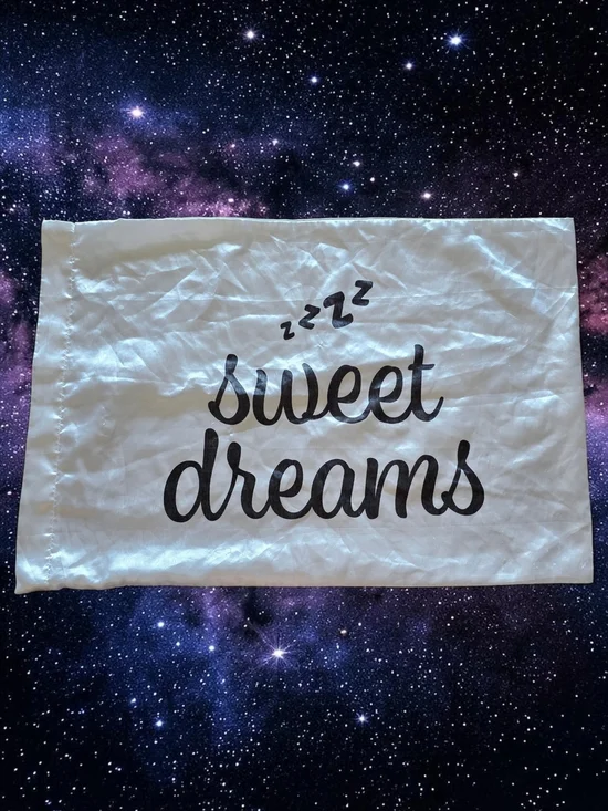 Sweet Dreams White Pillowcase with Black Script - Home Bedding 29X19