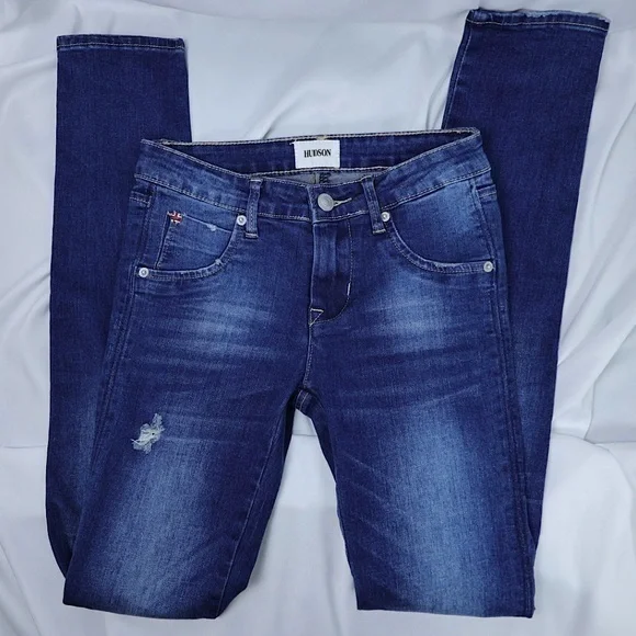 Hudson distressed blue jeans, girls’ size 14
