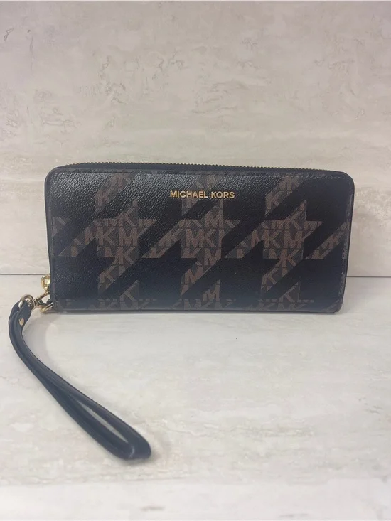 Michael Kors Brown and Black Signature Wristlet Wallet