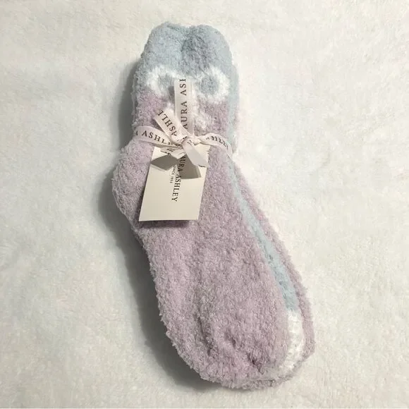 NWT Laura Ashley Cozy Socks Purple Lilac Gray