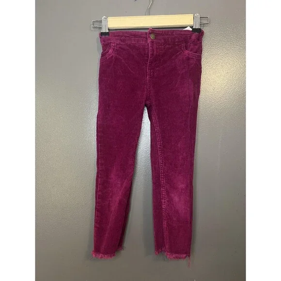 Vineyard Vines Pants Girls 6 Pink Corduroy Adjustable Waist Raw Hem Stretch