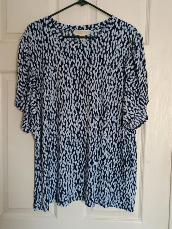 EUC Michael Michael Kors Navy & Light Blue Patterned Short Sleeve Tunic Size 2XL
