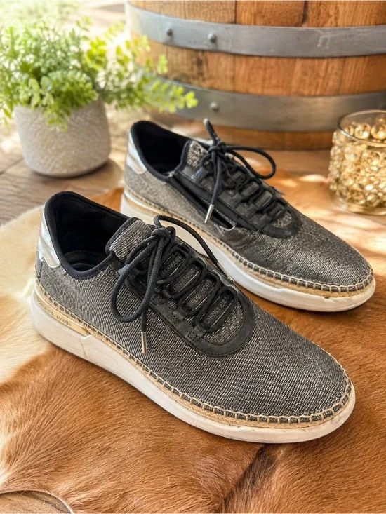 $165 Michael Kors Finch Espadrille Gunmetal Sneakers – Size 9 | Casual Chic