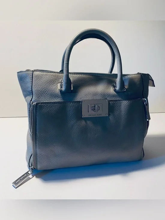 Michael Kors Gray Pebbled Leather Satchel