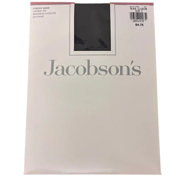 Jacobson's Vintage Black Illusion Stretch‎ Sheer Control Top Pantyhose Size C