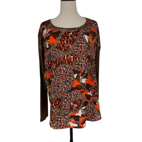 Michael Kors Women's XL Chain Camouflage Blouse‎