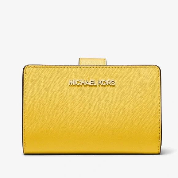Michael Kors Medium Crossgrain Leather Wallet COLOR GOLDEN YELLOW NWT