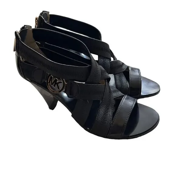 Michael Kors Robertson Black Strappy Sandals Heels Size 6