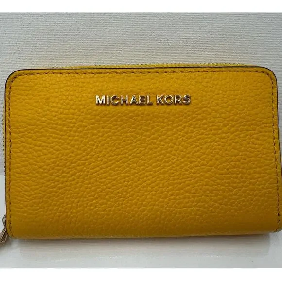 Michael Kors Yellow Credit Card Money Wallet 5 x 3 Zippered