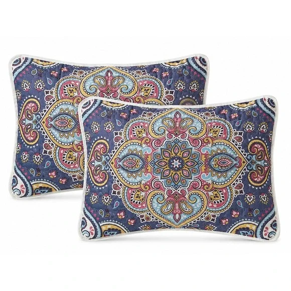 Pillow Covers Set Of 2 Paisley Pillow Shams Boho Quilted Decorative Covers