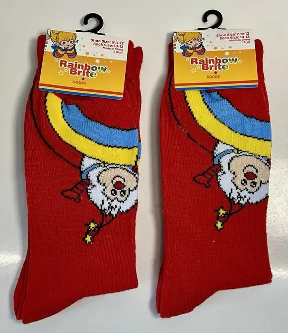Rainbow Brite Sprite 2 pair Socks Womens Shoe Size 6.5-12 Sock Size 10-13 NWT