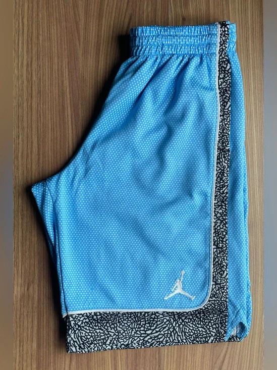 Jordan Boys Light Blue Dri-FIT Elephant Print Basketball Shorts Size L 12-13Y