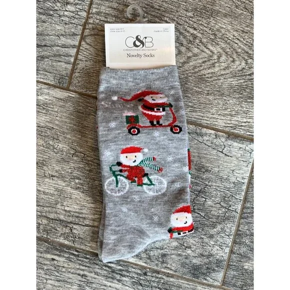 NWT Christopher and Banks Novelty Christmas Socks Santa Claus size 9 - 11‎ C&B