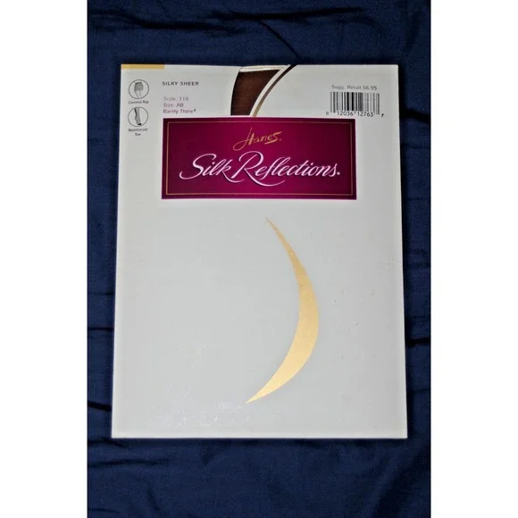 Y2K NOS Hanes Silk Reflections Pantyhose Barely‎ There AB USA Sandalfoot Control