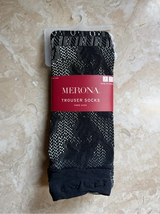 Merona 3 Pair Pack Knee High Trouser Socks Set Black Patterned New with Tag