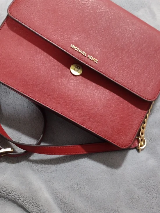 Michael Kors Red Saffiano Leather Crossbody Bag