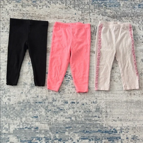 Kids Leggings Set - Black & Pinks