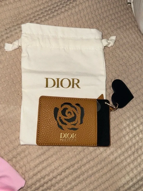 Dior Brown Rose Card Holder Keychain