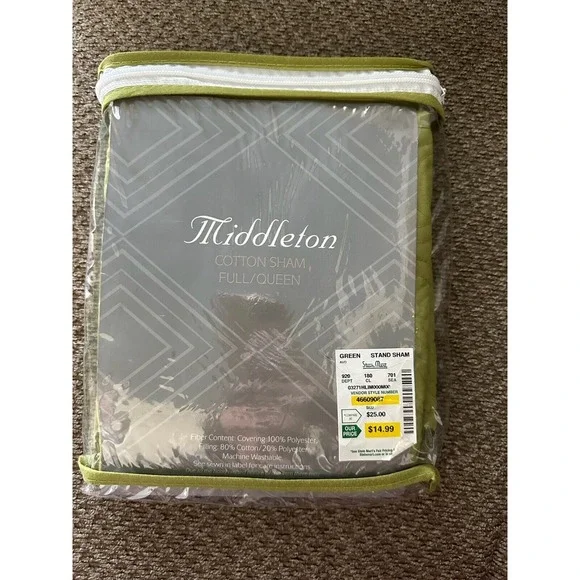 NWT New Middleton green Decorative Quilted Pillow‎ Sham