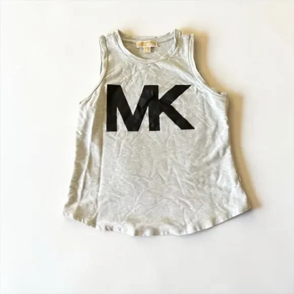 Women Michael Kors Gray Black Logo T-Shirt Top,Sz. M