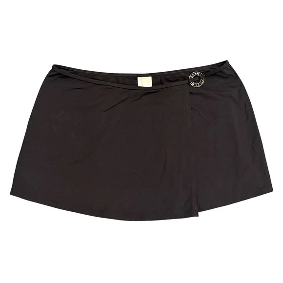 Michael Kors Womens Brown Swim Skirt Wrap Front Logo Hardware Size L