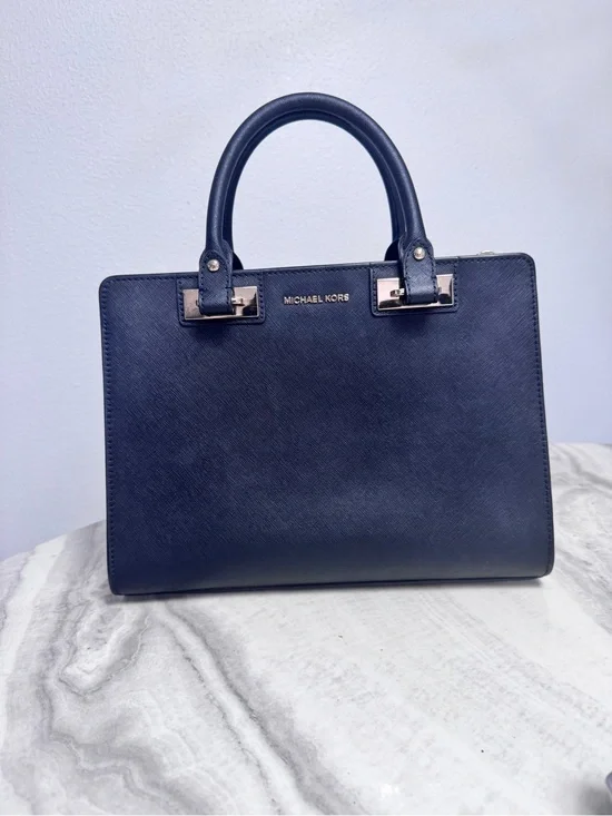 Michael Kors Black Saffiano Leather Top Handle Satchel Tote Bag